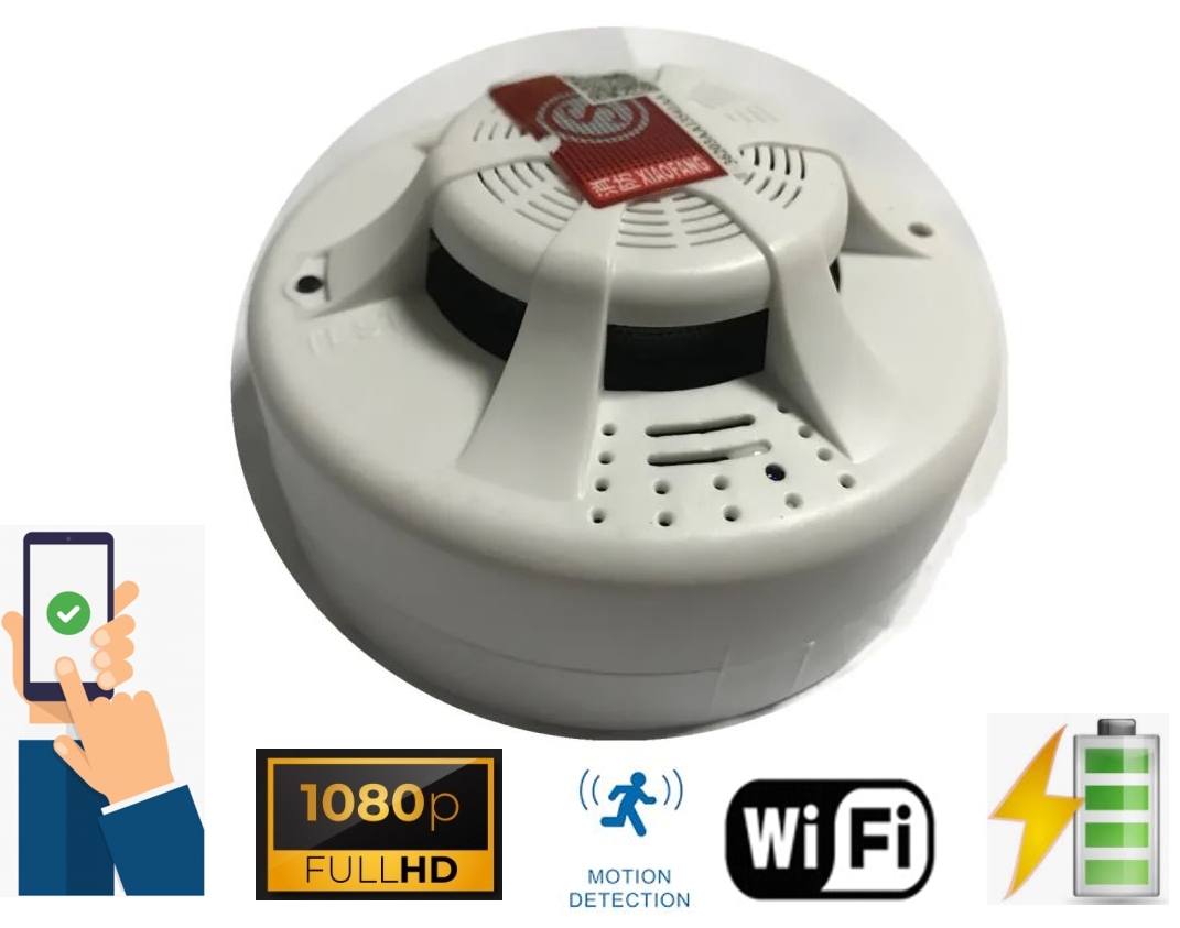Reálný funkční detektor kouře se spy kamerou FULL HD + WiFi + detekce pohybu